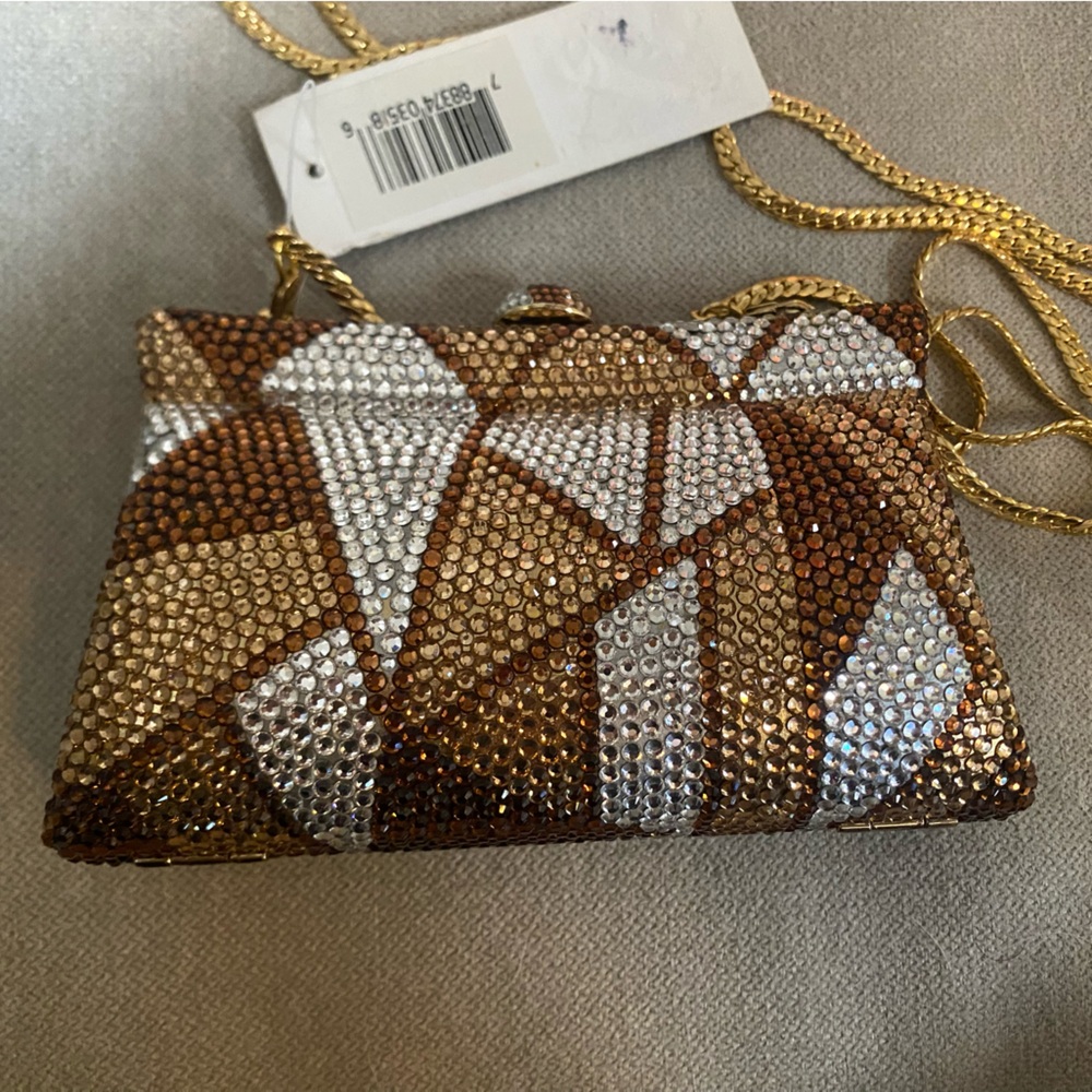 NWT La Regale Brown & Gold rhinestone special event purse